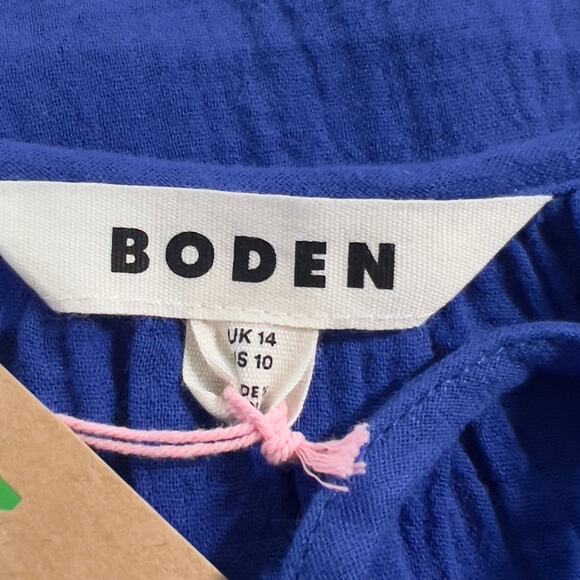 Boden 10 NEW Doublecloth Blouson Sleeve Top Surf the Web Blue *flaw - Picture 4 of 11